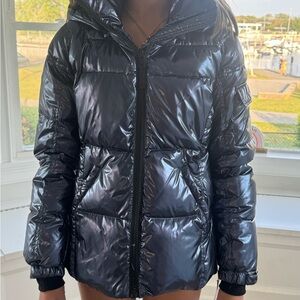 Women's Shiny Black Puffer Jacket